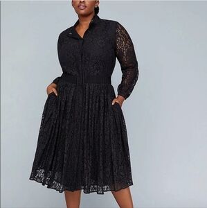 LANE BRYANT GIRL WITH CURVES BLACK FLORAL LACE BUTTON FRONT DRESS SIZE 26 NWT